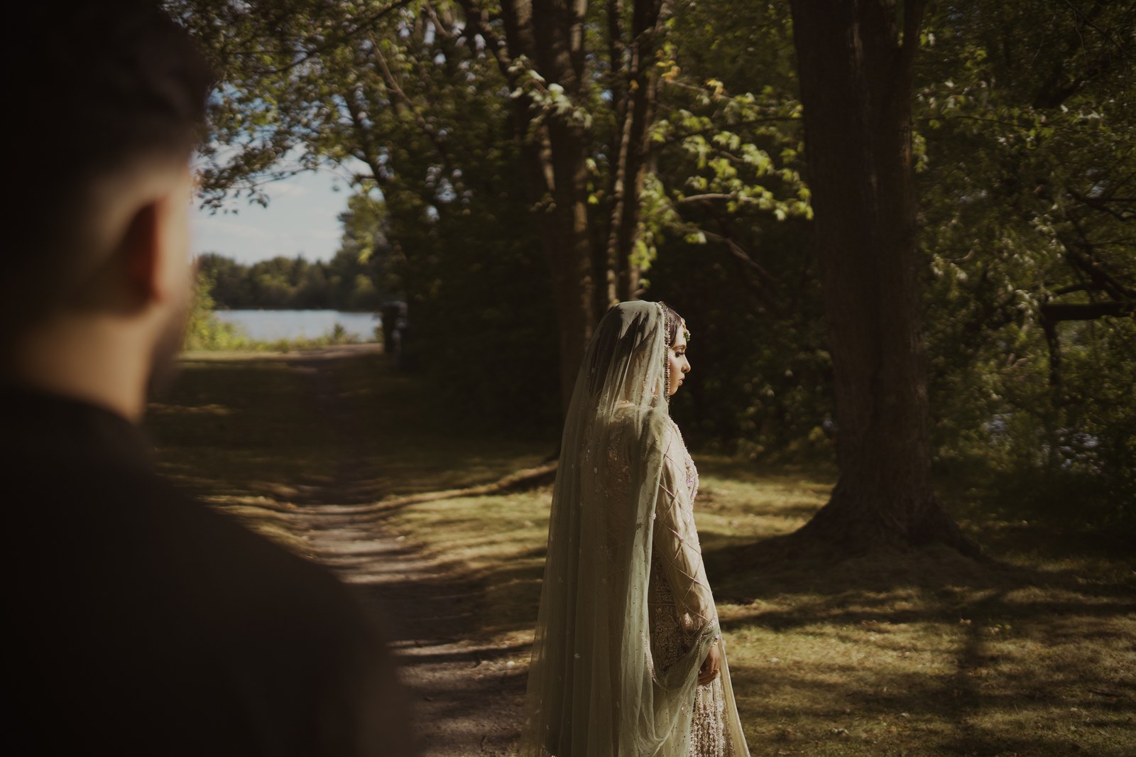 Bride portrait in soft window light, Ottawa wedding photography
