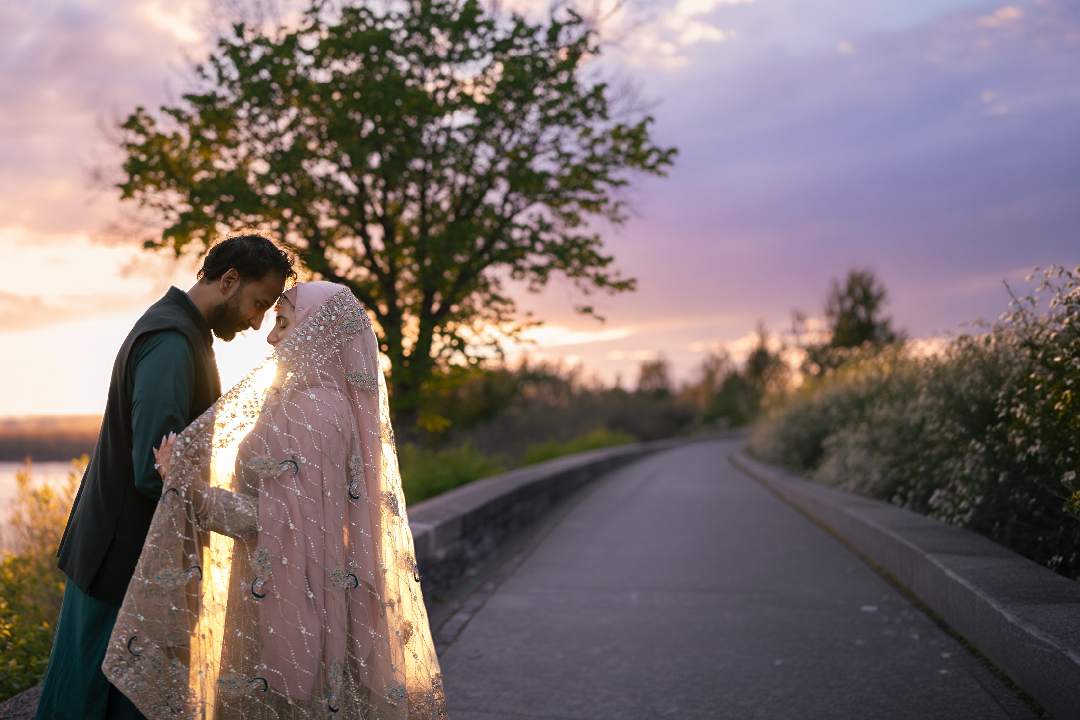 Bride and groom at golden hour, Eterna Films